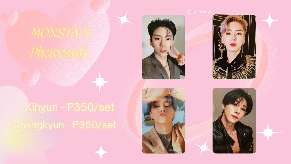 hwchaerry's tweet photo. wts 

kihyun fantasia pc
kihyun follow pc
changkyun fantasia ver 3 pc
changkyun love killa pc

— price shown in pic https://t.co/xIT5FoM2sk