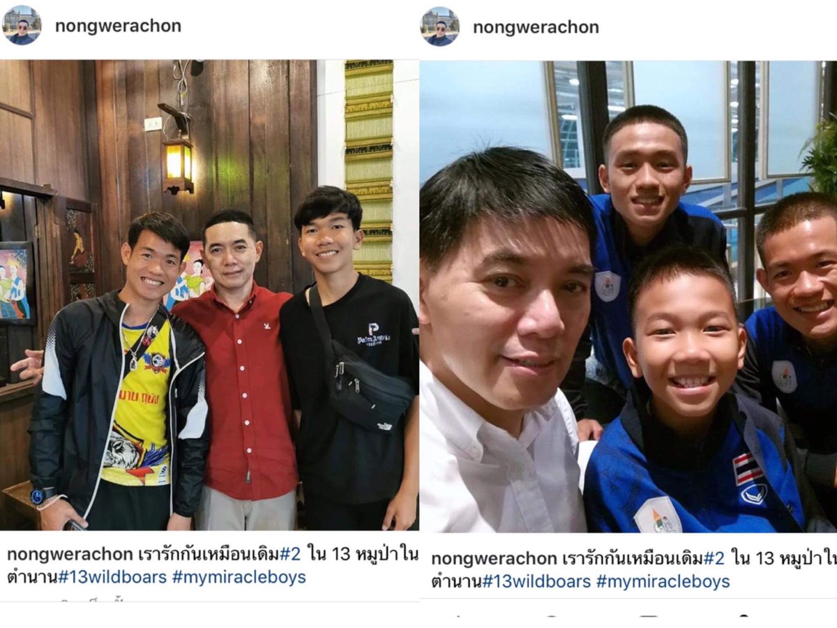 wellmemories's tweet photo. ยินดีกับความสัมพันธ์ที่เหมือนเดิม...รอวันที่ครบทั้งทีม “13 หมูป่าในตำนาน” #โค้ชเอก #13ถ้ำหลวง https://t.co/twKmsV3FMV