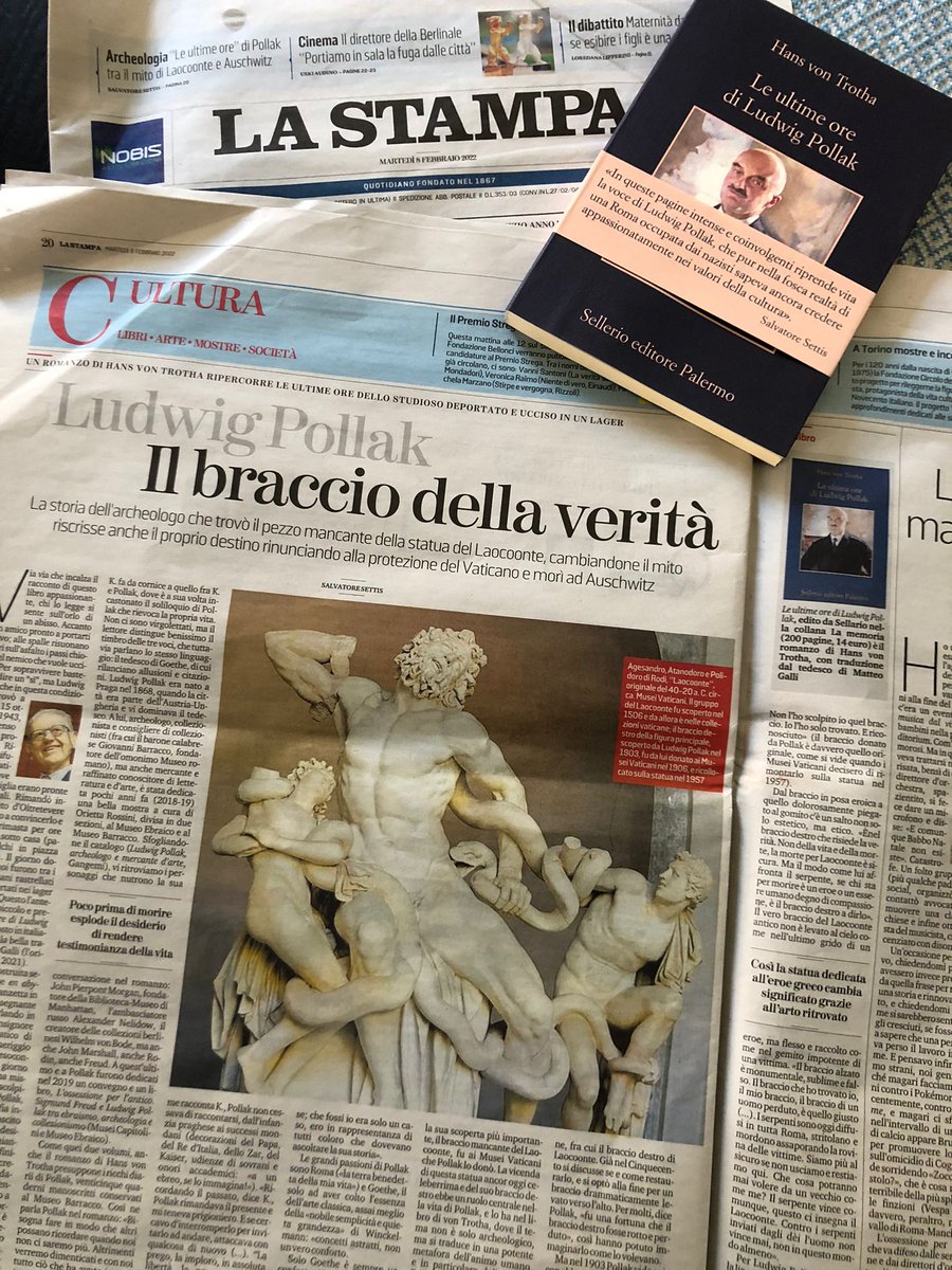 sellerioeditore's tweet photo. Salvatore #Settis racconta Le ultime ore di Ludwig #Pollak di Hans von #Trotha su @LaStampa: "Un libro appassionante, chi lo legge si sente sull'orlo di un abisso. La storia dell'archeologo che trovò il pezzo mancante del Laocoonte e morì ad Auschwitz"
https://t.co/WuHLUrYd0M https://t.co/yiNFXH4bFW