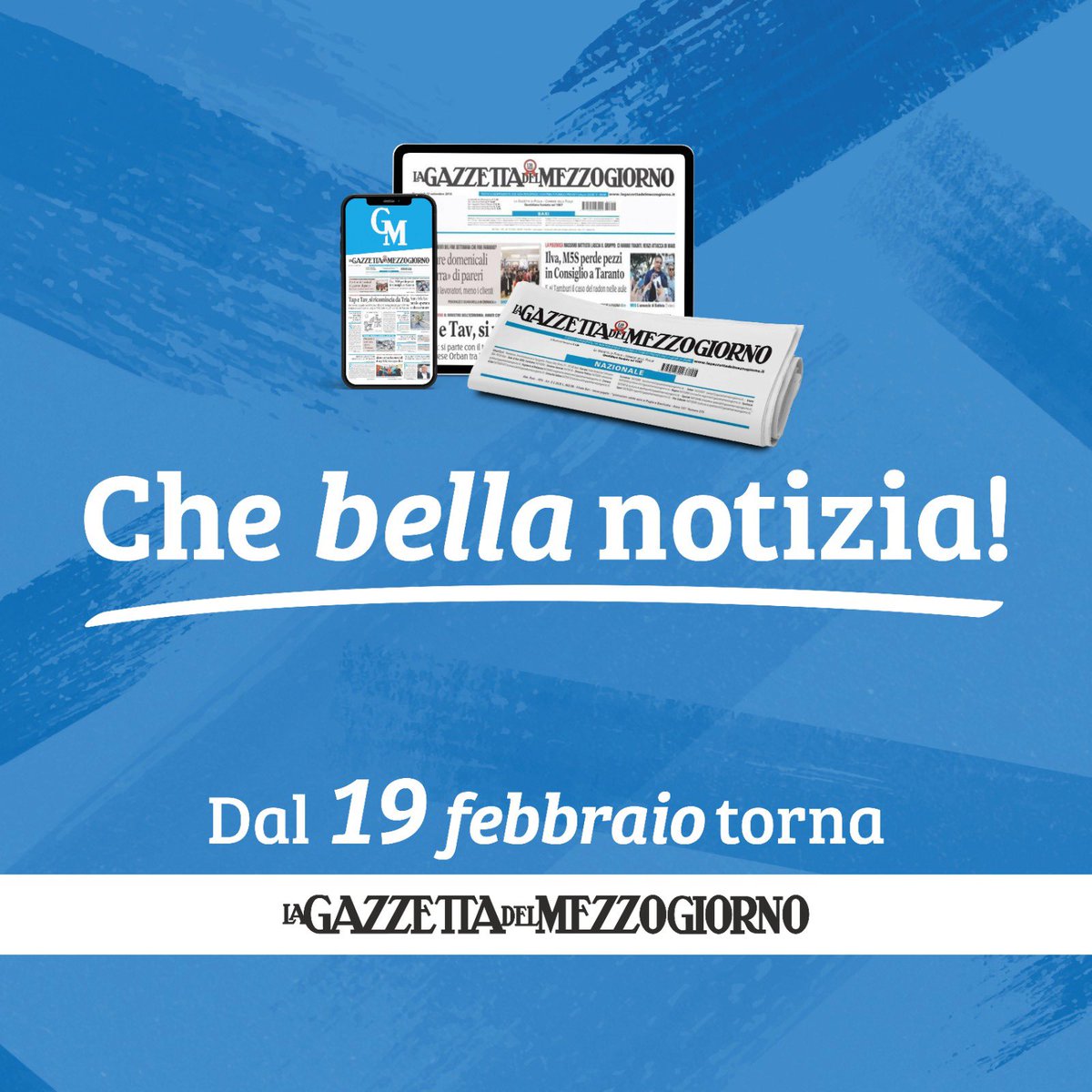 LaGazzettaWeb's tweet photo. Sabato 19 febbraio 2022.
#LaGazzettaDelMezzogiorno https://t.co/Pp77A9wAsv