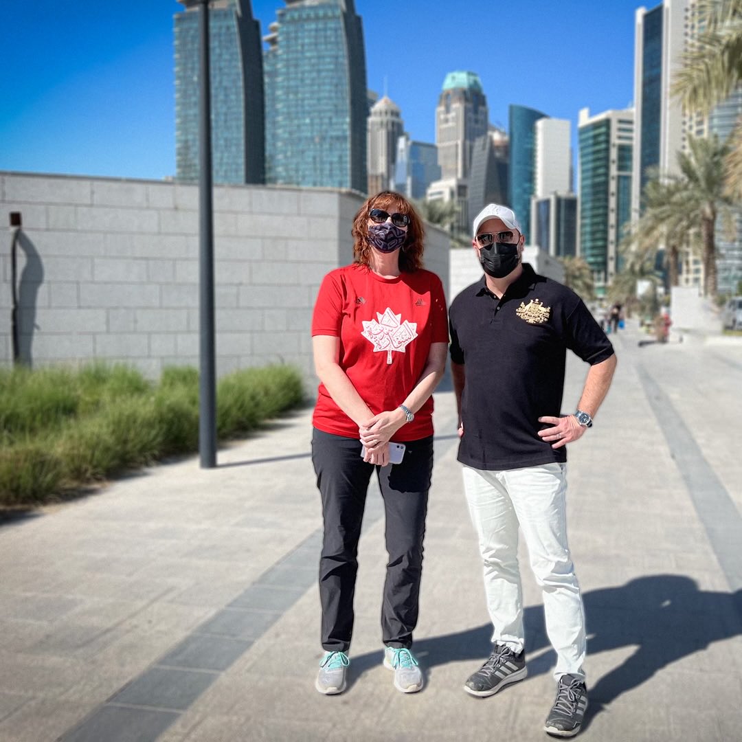 AusAmbQatar's tweet photo. Embassy team enjoyed marking 🇶🇦 National Sports Day 2022 by joining good mates ⁦@StefMccollum⁩ and ⁦@CanEmbQatar⁩ on a brisk walk on the Corniche 🇨🇦🇦🇺 #QNSD2022 #SportForLife #WinterInDoha https://t.co/pp05COyrgu