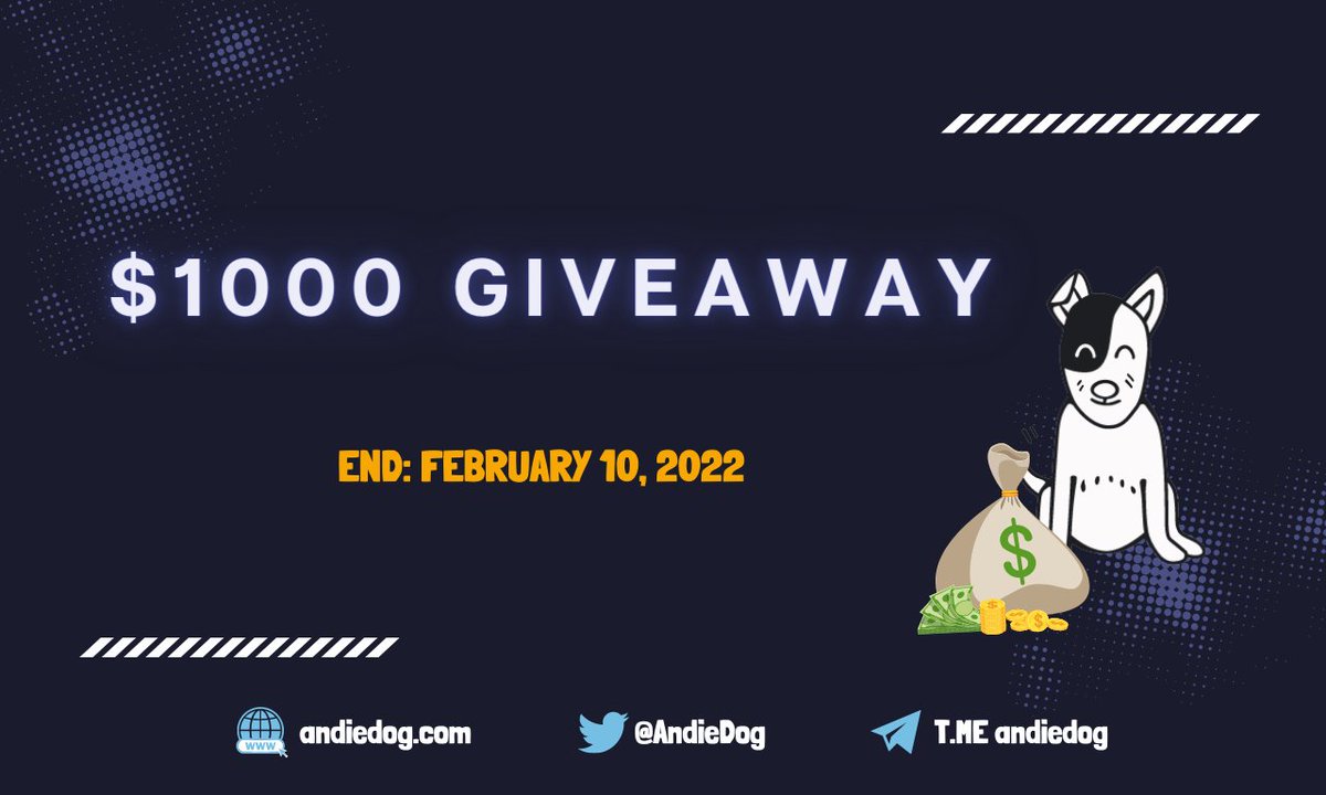 AndieDog's tweet photo. Andie is crazy! 😜 He is giving away $1000 in #ANDIE for as a reward to his loyal fans 💙

💥$1000 distributed among 300 random winners

To enter:
1. Follow &amp; RT this post
2. Retweet the PINNED Tweet 📌
3. Tag 2 friends
4. Drop #BSC Address 👇

⏰ #Contest end FEB 10th

#Giveaway https://t.co/U26G9WGdNq