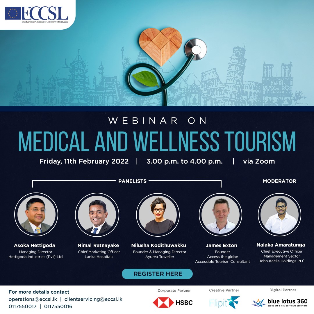 Join us and be a part of this informative discussion on
Medical and Wellness Tourism

Click the following link to register:
bit.ly/3Ghq4yQ

#wellness #tourism #medical #ECCSL