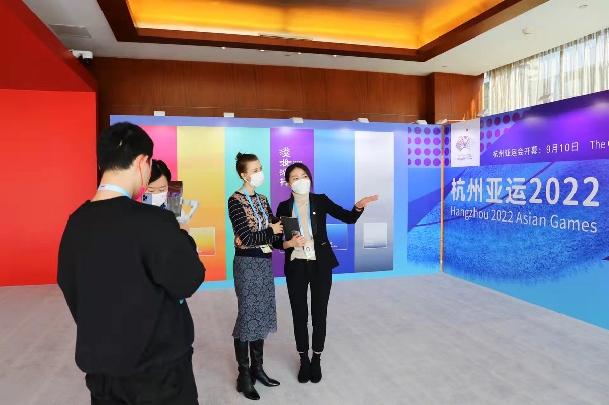 A #Hangzhou #AsianGames-themed exhibition kicked off at the <a href="/Beijing2022/">Beijing 2022</a> Main Media Center on Feb 6, featuring preparation achievements, Asian Games aesthetics and the charm of the host city. <a href="/19thAGofficial/">The 19th Asian Games Hangzhou Official</a>