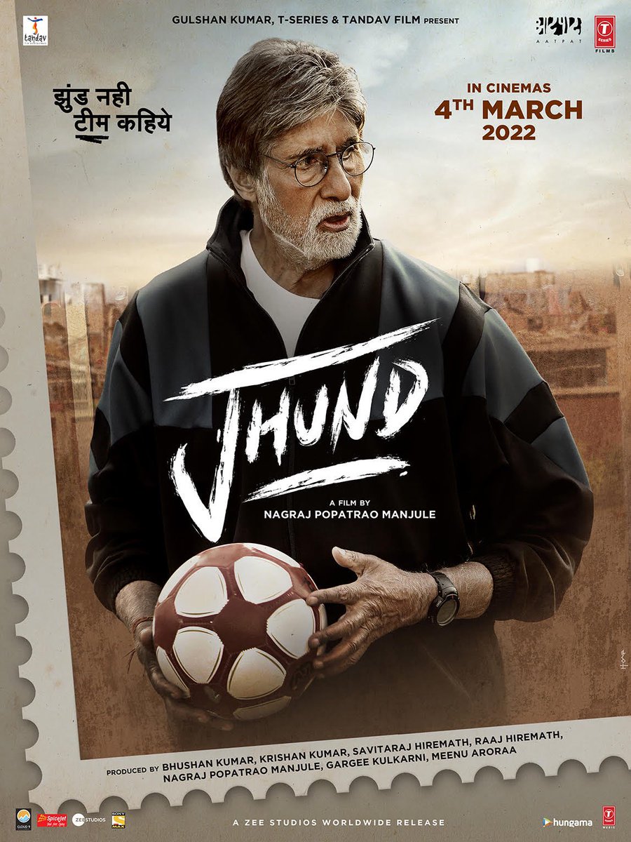 #Jhund Teaser looks super impressive. Looks like Amith ji, the kids gang and Nagraj are out to make a very impactful film. 
bit.ly/Jhund-Teaser

<a href="/SrBachchan/">Amitabh Bachchan</a> <a href="/Nagrajmanjule/">Nagraj Popatrao Manjule</a> #BhushanKumar #KrishanKumar #RaajHiremath <a href="/AjayAtulOnline/">Ajay Atul Official</a> <a href="/TSeries/">T-Series</a> <a href="/tandavfilms/">Tandav Films Entertainment</a> <a href="/aatpaat/">Aatpaat Production</a> <a href="/ZeeStudios_/">Zee Studios</a>