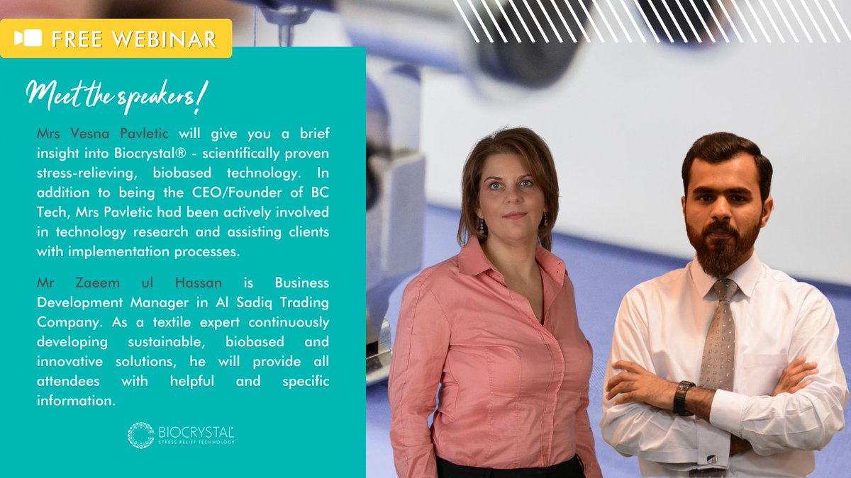 BiocrystalLtd's tweet photo. Join us Wednesday, Feb 16th, starting at 2:00 PM (CET) and discover why Biocrystal® has become the top choice in textile enhancing for many manufacturers worldwide!

Register on the link in a few easy steps: (limited availability):  https://t.co/35Sh6C4hm5. https://t.co/MPZkycQhMm