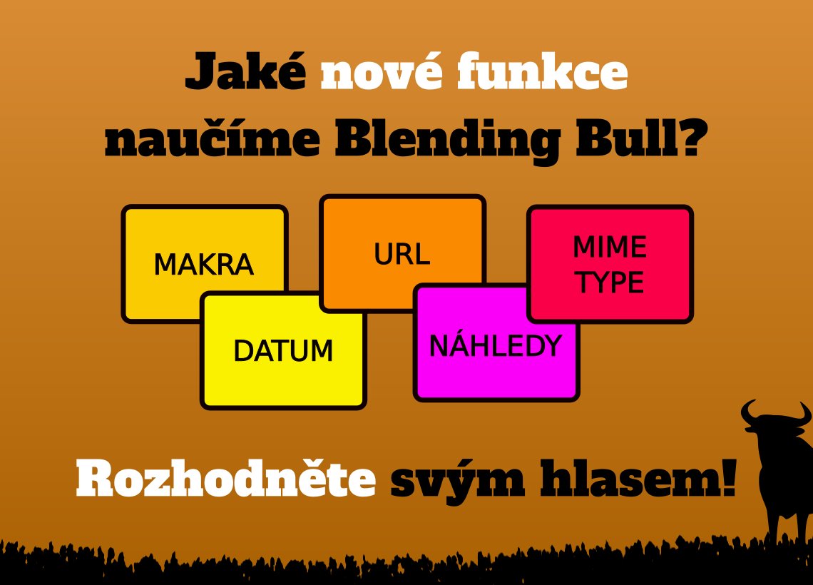 Vybíráme funkce, kterým dát přednost při plánování nové verze <a href="/BlendingBull/">Blending Bull</a> Pomozte nám. Pošlete nám své nápady. Pomozte nám svými hlasy vybrat nejdůležitější vylepšení, která Bulla naučíme. Děkujeme.
 
forum.mergado.cz/t/blending-bul…