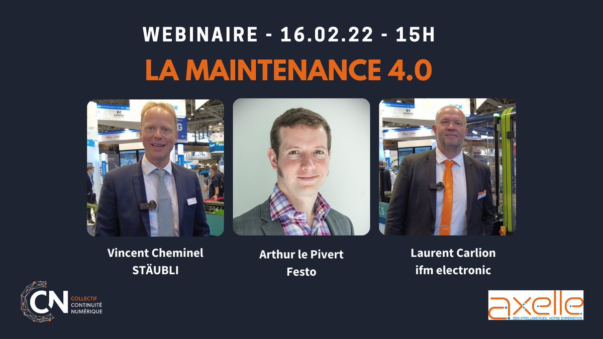 #LesrendezvousduCCN – N°3
📅 Rdv le 16 fév. à 15h

Pour un #atelier digital sur « La #maintenance 4.0 » ou comment aborder la digitalisation de ce poste et répondre à l’enjeu de la compétitivité pour votre #entreprise. 

📥Inscription : bit.ly/3rP92CL