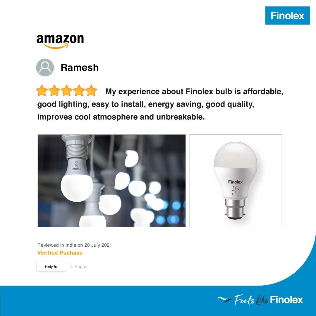 FinolexCables's tweet photo. Choosing a Finolex bulb is always a good idea.💡

Thanks for the great review. #FeelsLikeFinolex https://t.co/y5xIKPdYuZ