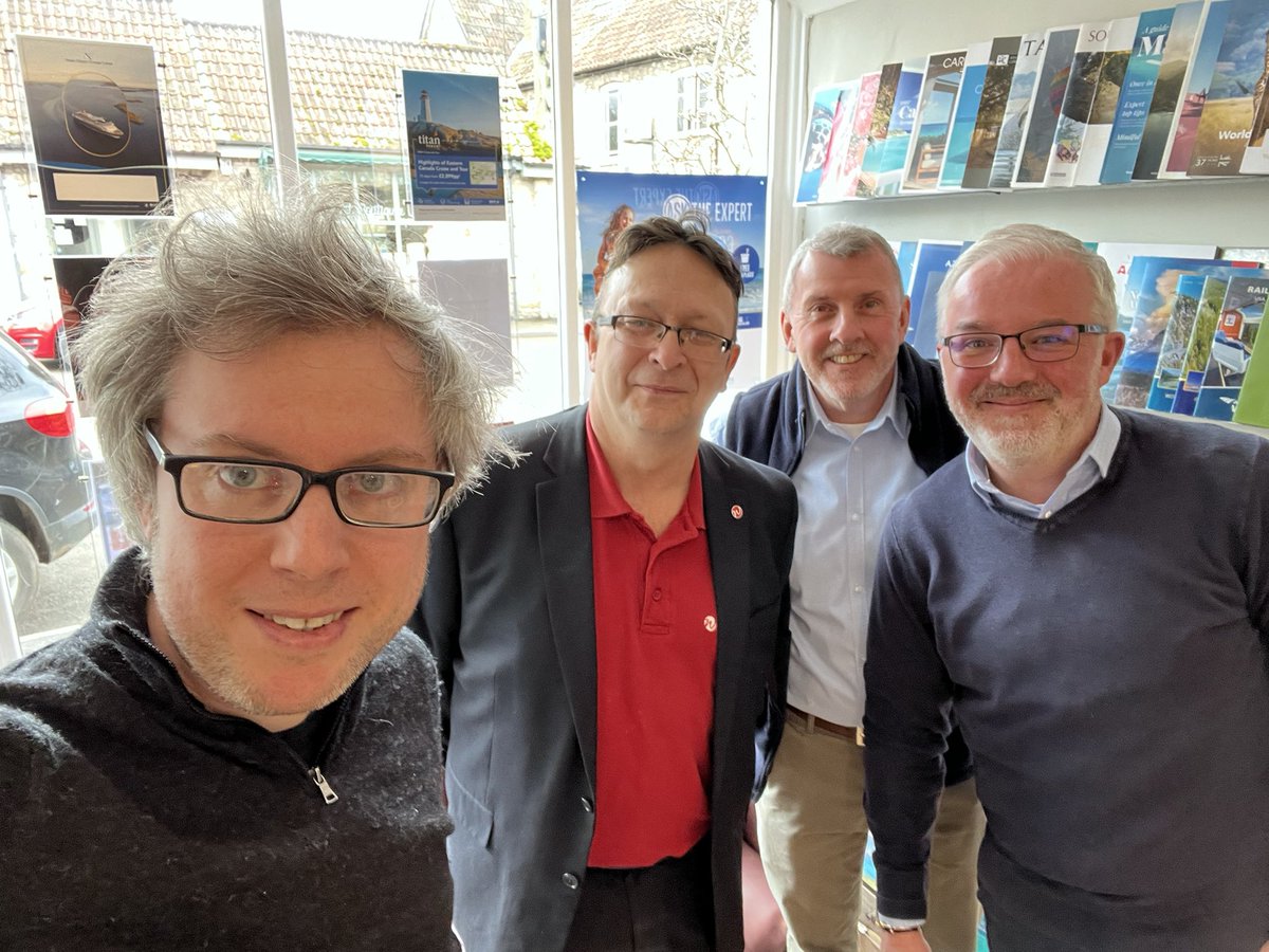 TTGJim's tweet photo. First stop - @2jstravel in Wedmore. Terrific to catch up with John and Joseph at their comfy little home right at the heart of the village. Great to see clients popping in and out. And thank you for the welcome bite of breakfast too! #TTGTop50 https://t.co/juH8Qyk22s