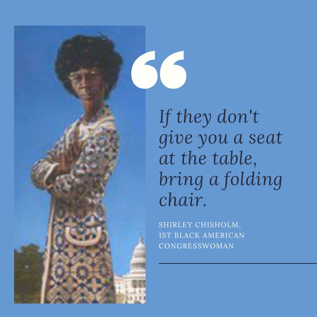 Shirley Chisholm was an American politician, educator, and author. She became the first African- American woman elected to the United States Congress. #twusga #blm #blackhistorymonth