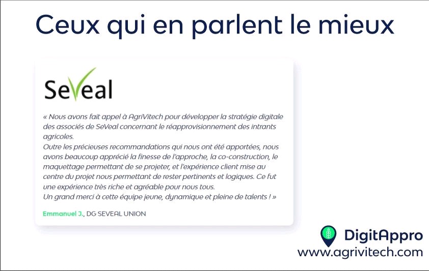 Chez #𝐀𝐠𝐫𝐢𝐕𝐢𝐭𝐞𝐜𝐡, nos clients sont 𝐜𝐞𝐮𝐱 𝐪𝐮𝐢 𝐩𝐚𝐫𝐥𝐞𝐧𝐭 𝐥𝐞 𝐦𝐢𝐞𝐮𝐱 de nous 🙂
#agtech #agritech #agriculture #coopérative #negoceagricole #satisfactionclient