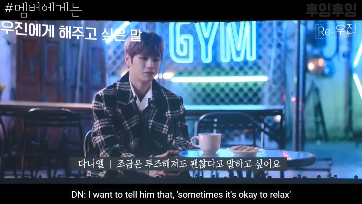 sparrowoojiniee's tweet photo. remember when kang daniel said this to park woojin:

"I want to tell him that, 
sometimes it's okay to relax, You don't have to be so hard on yourself, 
You're already doing very well,
I just hope he'll be able to be comfortable and relax"

im crying bcs this fit the situation😭 https://t.co/7QUjulyDmz