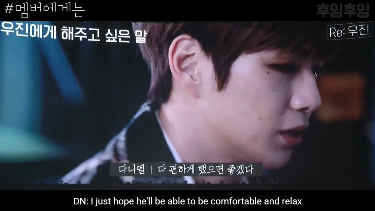 sparrowoojiniee's tweet photo. remember when kang daniel said this to park woojin:

"I want to tell him that, 
sometimes it's okay to relax, You don't have to be so hard on yourself, 
You're already doing very well,
I just hope he'll be able to be comfortable and relax"

im crying bcs this fit the situation😭 https://t.co/7QUjulyDmz