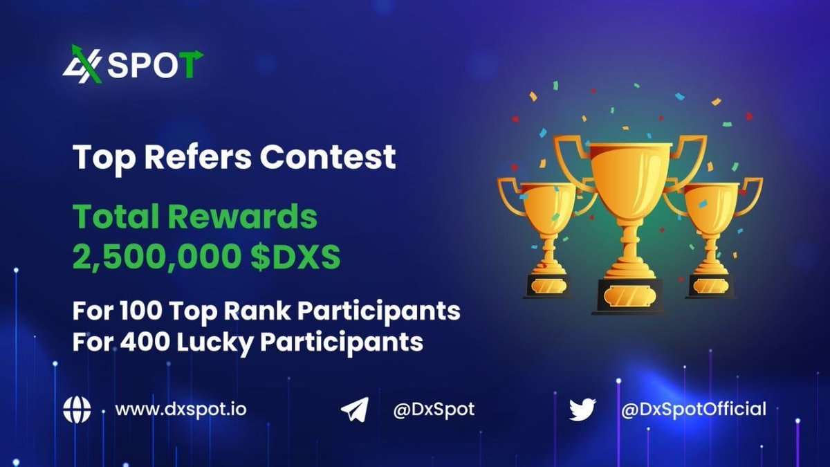 🚀 Airdrop: DX Spot
💰 Value: 2,500,000 $DXS Prize Pool
👥 Referral: +25 Entries
📅 End Date: 4th March, 2022
🏦 Distribution Date: 15th April, 2022

Go to the Airdrop Page
contest.dxspot.io/?ref=TAK278UH8Q

#Airdrop #Airdrops #Crypto