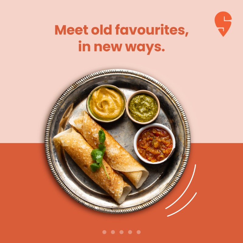 Swiggy's tweet photo. Meet your old favourites again, right at home. Order from top restaurants and Get 50% off on your first order.