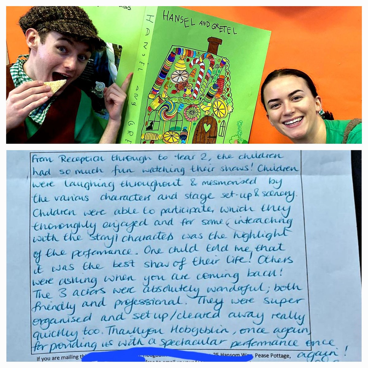 hobgoblintc_'s tweet photo. Some more wonderful feedback for Team JLJ at @RiverviewInfant. Thank you so much for having Hobgoblin in, the guys said you made them very welcome and they had a great time performing for your lovely children! #edutwitter #HanselAndGretel https://t.co/vZAdD2zlWz