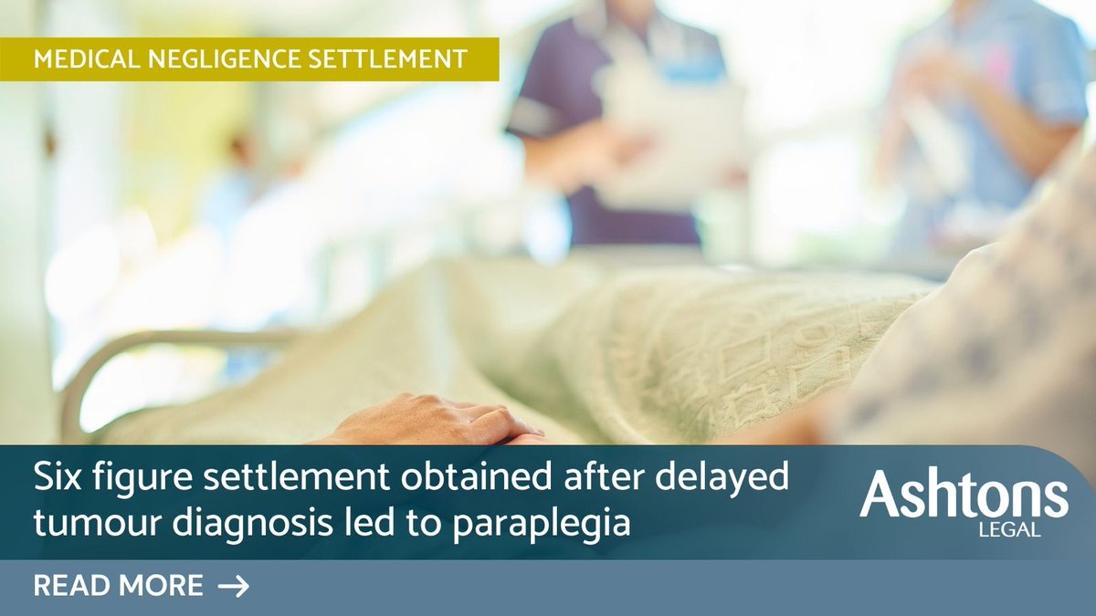 Sharon Allison (<a href="/ClinNegSharon/">Sharon Allison</a>), partner and head of #MedicalNegligence at <a href="/AshtonsLegal/">Ashtons Legal LLP</a>, has obtained a six figure settlement for Ms R, a woman who became a #paraplegic after her spinal tumour was not diagnosed in a timely manner. Read more here: bit.ly/3uwOxxV