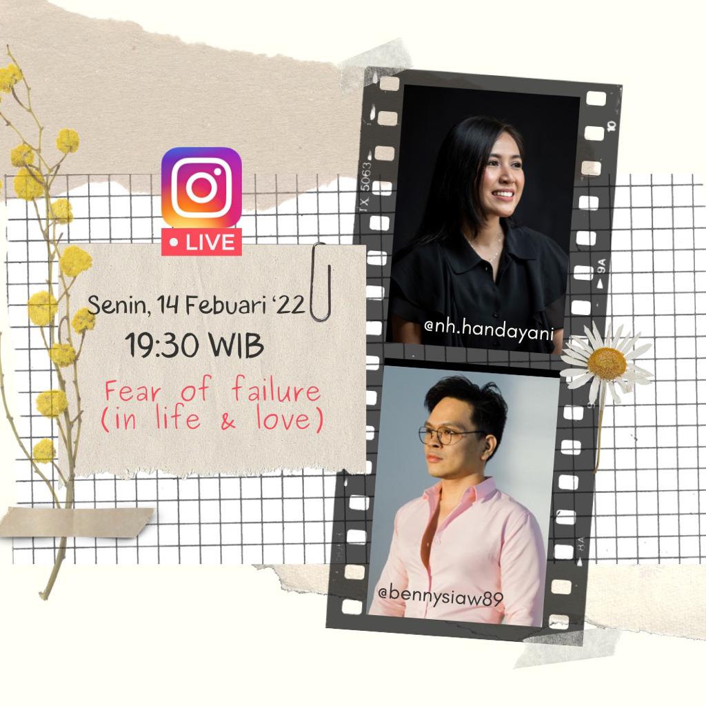 bennysiauw89's tweet photo. Buat yang ada ketakutan akan gagal dalam mencintai &amp; kehidupan, boleh juga tongkrongin IG live saya sama @nh_handa pas Valentine 14 Februari 2022 jam 19.30 WIB. Biar kita tidak sendirian dalam belajar mengelola ketakutan dan kelekatan kita. 🙏 https://t.co/xBoP7yz9wZ
