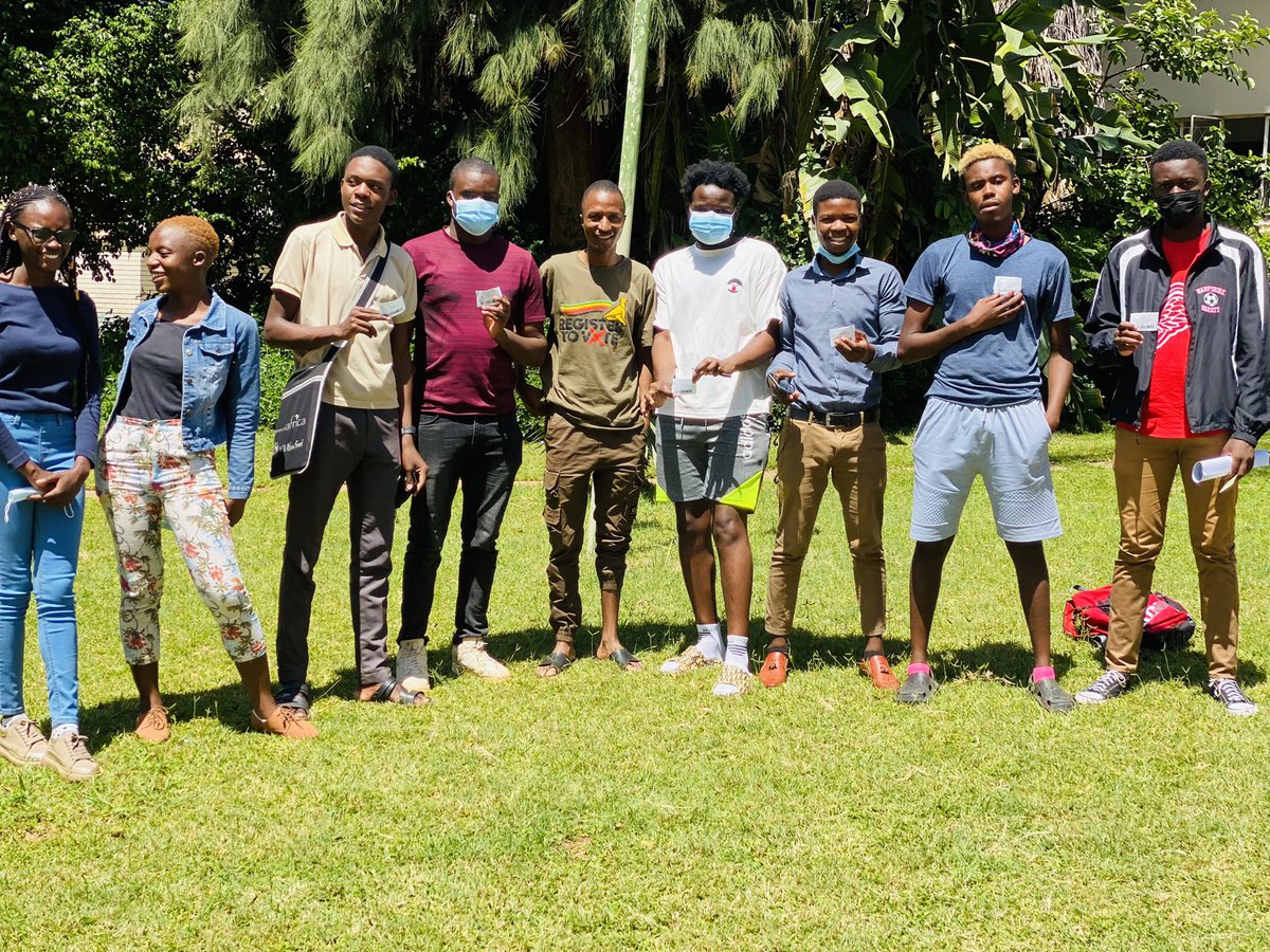 Cde_Ostallos's tweet photo. Pledged to mobilize at least 5 people a day to register as voters. Today with young stars from Nust, they’re now registered voters. Fellow Citizens to win Zimbabwe for change we must register to vote.Thank you UBAs &amp; USAs. It’s a Revolution #RegisterToVoteZw 
#CitizensPledge https://t.co/yhHQiXV8if
