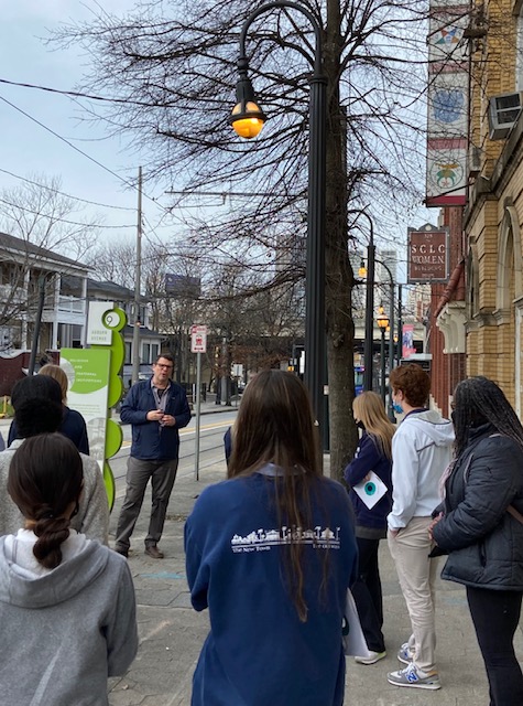 our_ms_brooks's tweet photo. Students in our course And Justice for All spent yesterday morning exploring Sweet Auburn Ave. We talked history, culture, music, preservation, ATL's civil rights legacy, and our role in the "beloved community." Love teaching hands-on history w/ @NUTINBUTburNET! #mvpschool https://t.co/Ak9wpl86y6