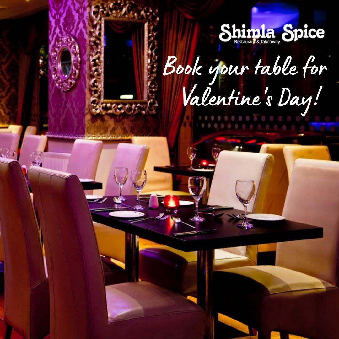shimlaspice's tweet photo. A warm welcome awaits you and your loved ones this Valentine's Day! Have you booked your table yet? ❤️✨

Book now by calling us on 01274 599800. https://t.co/8IhUaOGFix