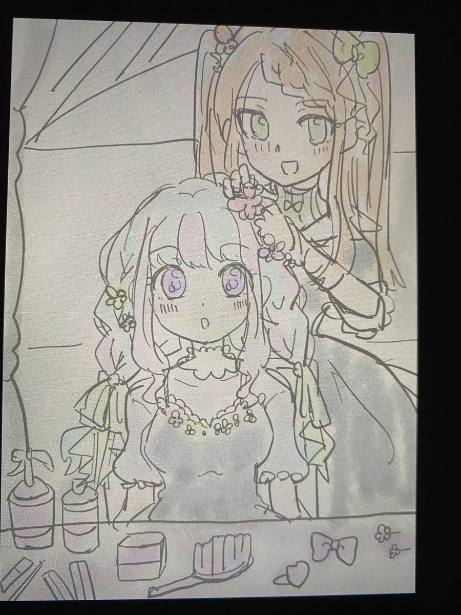 こっちはヘアアレンジしあいっこのきらあこくんラフ 