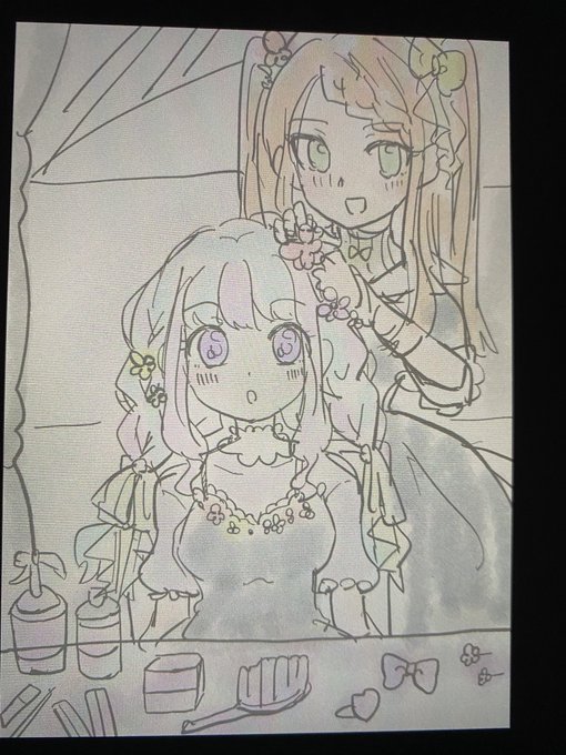 こっちはヘアアレンジしあいっこのきらあこくんラフ 