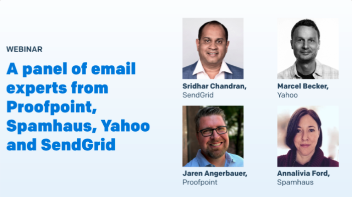 SpamhausTech's tweet photo. Next Tuesday weβre excited to join @twilio's webinar with @SendGrid, @Yahoo @Proofpoint to discuss trends and best practices of email deliverability! Sign up and join us: https://t.co/83HgN5UvVZ
#email #deliverability #emailreputation https://t.co/nsmKBgQUEQ