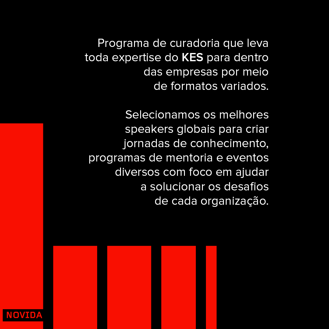 kes_do's tweet photo. Quais são os principais desafios da sua empresa para 2022?

O KES In Company é um programa customizável que leva todo o know how e a curadoria do KES para dentro da sua organização, seja para desenvolver equipes internas ou nutrir o relacionamento com os clientes da sua empresa. https://t.co/tFlJtkczn4