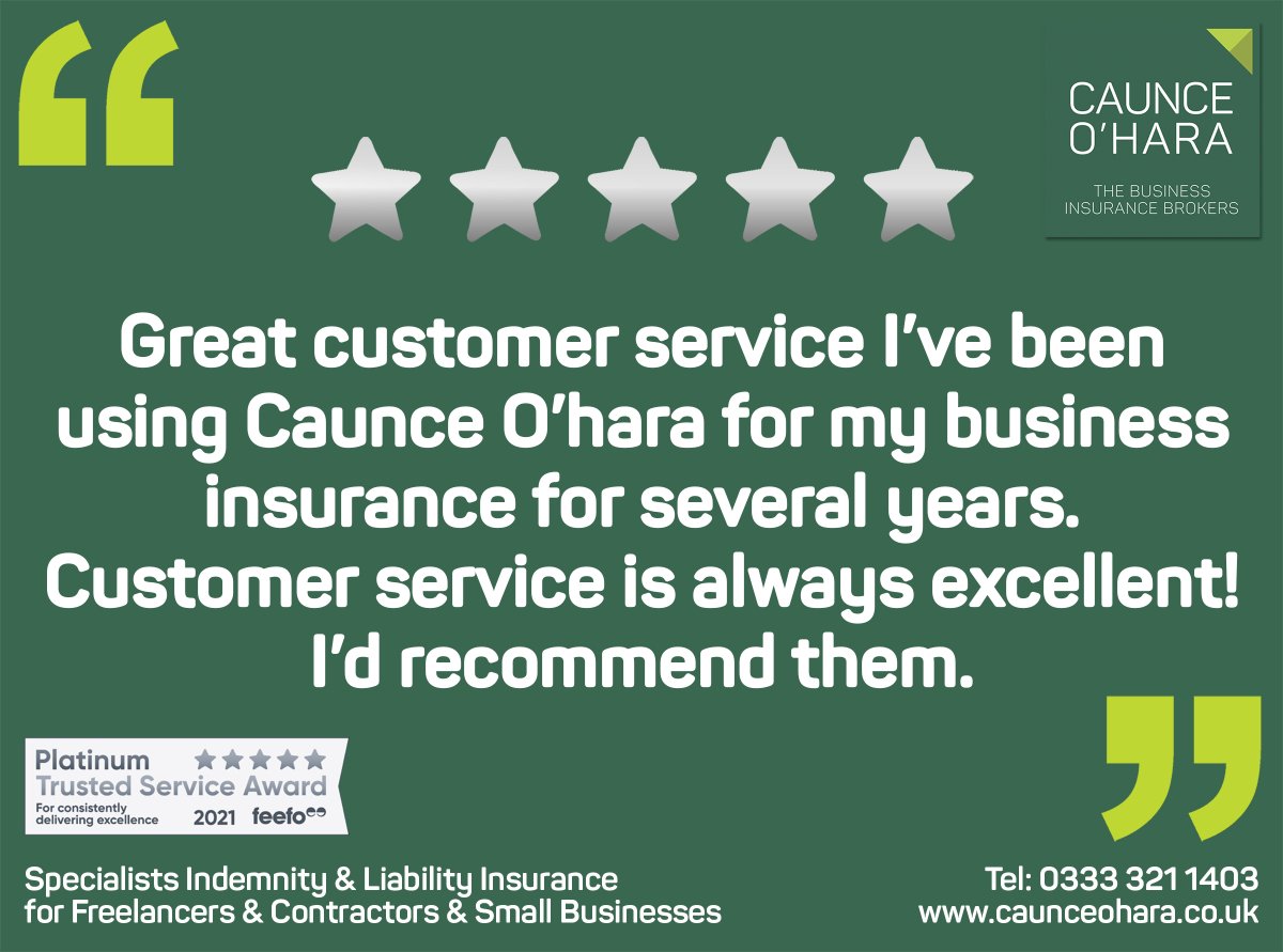 CaunceOHara's tweet photo. Another great review from one of our clients, thank you.
To read more of our reviews see our testimonials page on our website. https://t.co/HlzQx30T89 #uksmallbiz #freelancers #contractors #freelanceinsurance https://t.co/cgvSCC0hjs
