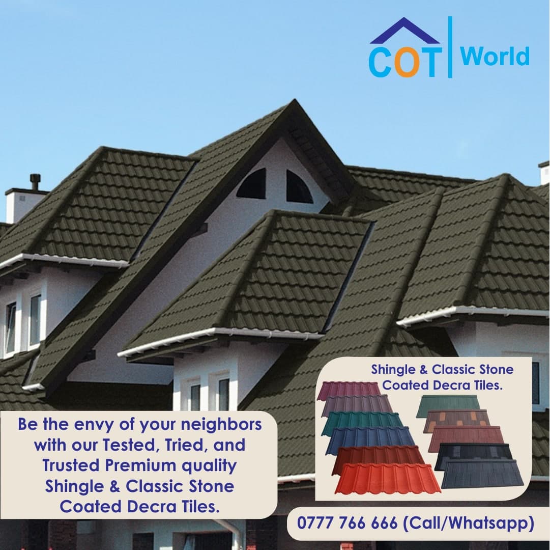 CotTiles's tweet photo. Be the envy of your neighbors with our Tested, Tried, and Trusted Premium quality Shingle &amp; Classic Stone Coated Decra Tiles.

Invest in a roof that will last a lifetime👌💯

Order yours today
☎️ 0777 776 666
#roof #construction #roofing #building #shingles #classic #decratiles https://t.co/i2gkSTBmiq