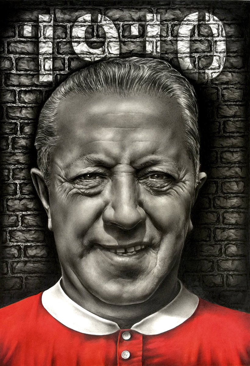 dpollockart's tweet photo. I completed this portrait of United assistant coach Jimmy Murphy, and it becomes the latest in my #BorninRed series. In adversity, this man’s leadership &amp; character motivated all who loved the club to keep going..one of the most important people in United’s history #MUFC #ManUtd https://t.co/QT0n4LN76G