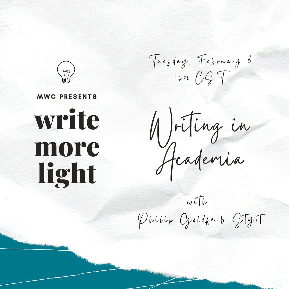 MWC_QC's tweet photo. Join us today at 1pm for an interview with formal poet, academic, & professor Philip Goldfarb Styrt in which we'll talk about being a creative writer and an academic, how each type of work informs the others, & life in the academy.
#writemorelight #midwestwritingcenter #tagtheqc https://t.co/9DWtsjIEuW
