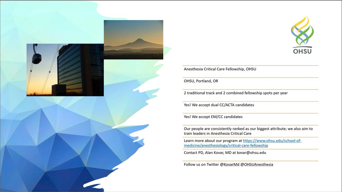 SOCCA_CritCare's tweet photo. #ApplyACCM #CriticalCareFellowship Learn more about OHSU's critical care fellowship at https://t.co/tnceiwRDmy @KovarMd @OHSUAnesthesia https://t.co/gPkNqKBOgz