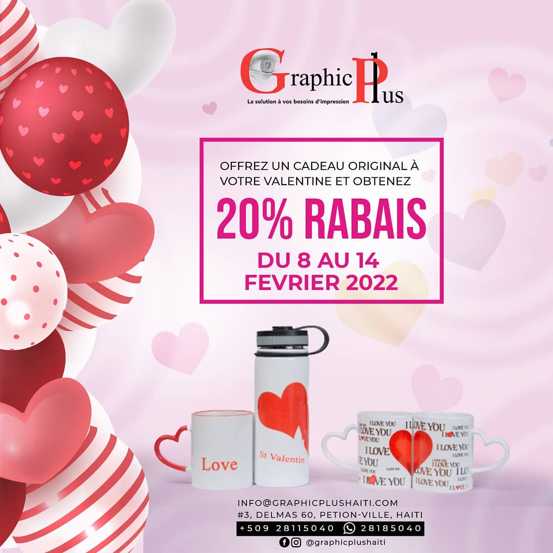 GraphicPlusHT's tweet photo. Swipe👉
Offrez un cadeau original à votre Valentine et obtenez 20% rabais du 8 au 14 Fevrier 2022🔥
Écrivez-nous 28185040/ info@graphicplushaiti.com 
ou passez nous voir au #3, Delmas 60.
.
#TasseCouple #TasseImprimer #StValentin #GraphicPlus 
#Sucrdor #GraphicPlusHaiti #Graphic https://t.co/nhSrHcerwG