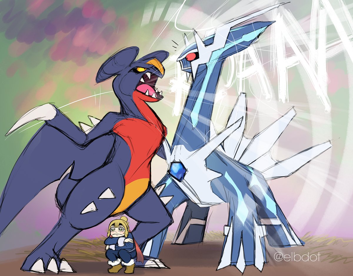 Only in Legends can you have a 10 feet tall Garchomp scold the mighty Dialga you just caught for being a big bully 😤💖✨ 1/2