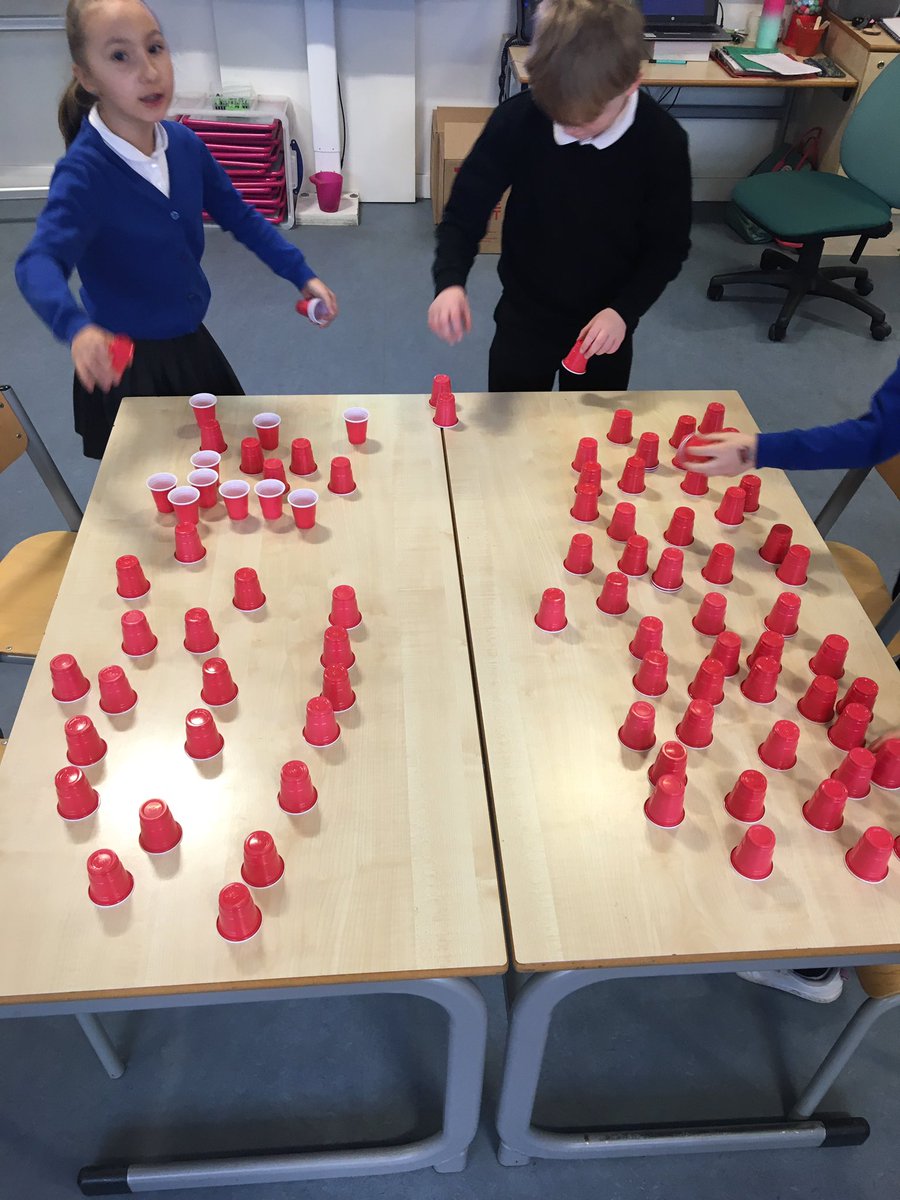 MrsDuffus's tweet photo. P2/3 celebrated 100 days of school! We started the day with a hundred cup tower challenge! We had lots of other 100 challenges throughout the day too! @school_seaton https://t.co/g33Sl2qE2s
