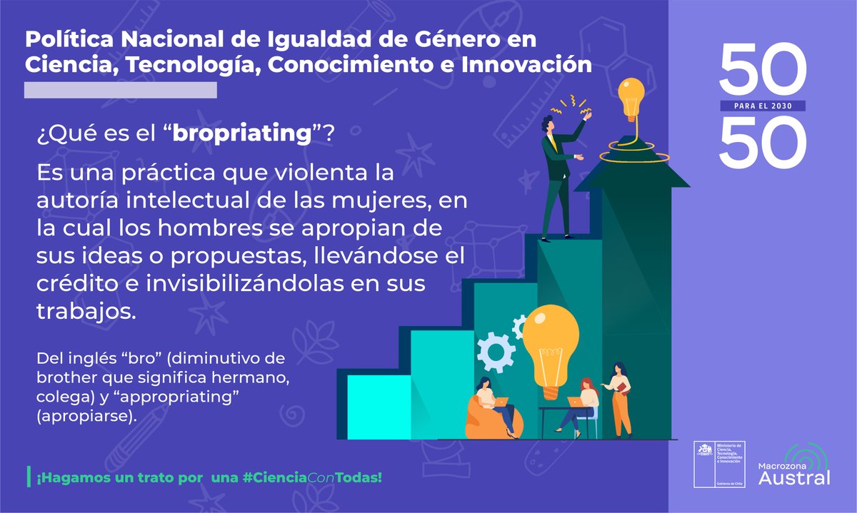 SeremiCienciaMa's tweet photo. 🔹 Una forma de violencia simbólica es el #Bropriating, que consiste en apropiarse y llevarse el crédito por una idea que, en la práctica, fue generada por una mujer, invisibilizándolas en sus propios trabajos creativos 👩⚕️👩🏻🔬👩🏼💻
➕ℹ️ 👉 https://t.co/P781U22JzA
#CienciaConTodas! https://t.co/6InGN2me7L