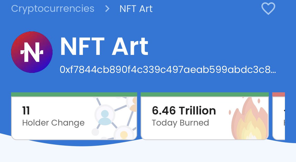 NFTCRYPTOGOD's tweet image. $NFTART BURNED OVER 6T IN 24 HOURS @EnterNFT 

#EnterArmy #EnterShillGang #EnterNFT #nftart #nft #NFTGame #NFTs #NFTGiveaway #NFTCommunity #NFTartist #NFTCollection #NFTProject #Crypto #CryptoNews #DeFi #blockchain #altcoin #Binance  #pancakeswap #BNB #Airdrops #ETH #BTC #SHIB
