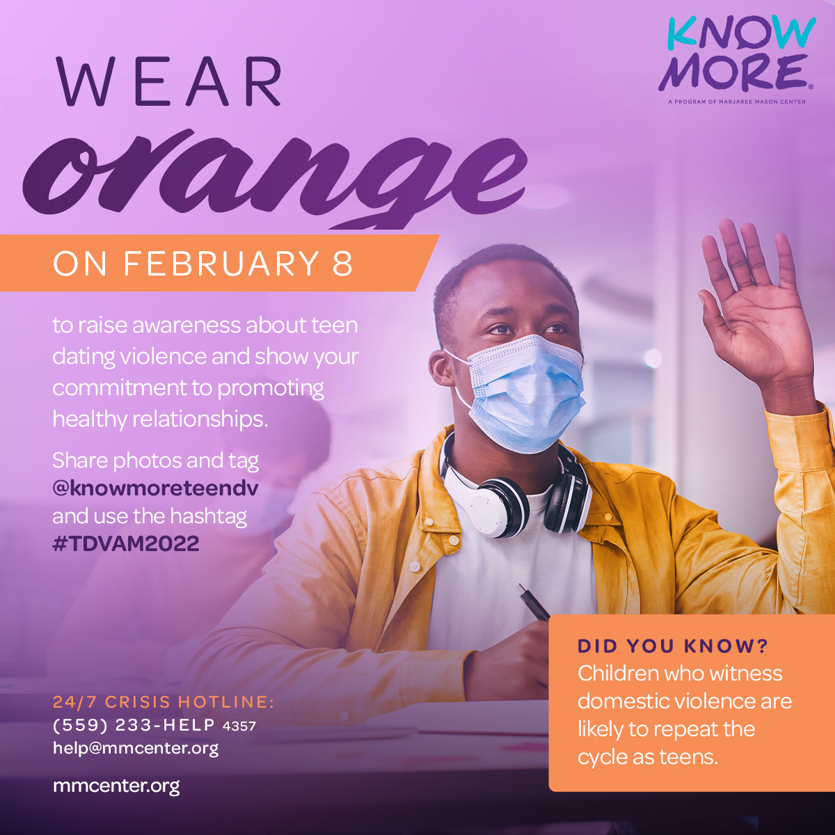 Warriors, it’s Teen Dating Violence Awareness Day and we’re wearing Orange! Share your solidarity by posting your Orange outfits using the hashtag #TDVAM21, tag .<a href="/KNOWMORETEENDV/">kNOw MORE®</a> .<a href="/The_FHS_Daily/">Fresno High Warriors</a>