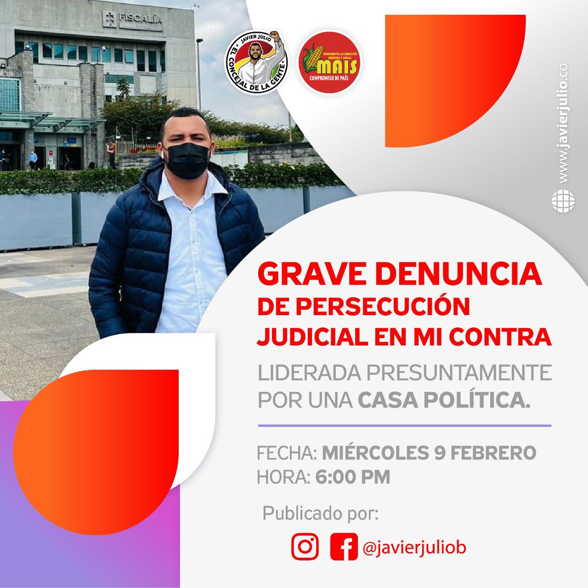 Mañana a través de un video que será transmitido a las 6:00 pm, daré detalles de la persecución judicial de la cual estoy siendo víctima y que tiene como objetivo acabar mi carrera política. #ElConcejalDeLaGente ✊🏾❤️🔥🌽<a href="/MovimientoMAIS/">Movimiento MAIS</a> <a href="/DavidRacero/">David Racero</a> <a href="/nicolaspetroB/">Nicolás Petro Burgos</a> <a href="/marthaperaltae/">Martha Peralta Epieyú</a>
