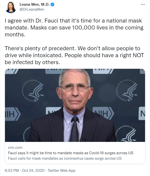 SenRonJohnson's tweet image. "Public health experts" like @DrLeanaWen went from pro-gov mandate to it should be an "individual choice" because the "science has changed." The science never changed, but they can no longer deny truth. 

Will the COVID gods be held accountable for misinformation they spread?