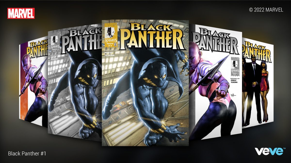 veve_official's tweet photo. First Appearance of Okoye and the Dora Milaje! T’Challa allows refugees from a border skirmish into Wakanda, spurring civil unrest…

@Marvel’s Black Panther (1998) #1 ft. VeVe Exclusive R &amp; UR covers by Marco Turini. Drops Thu, 10 Feb at 8AM PT in blind box format.

#MARVELxVeVe https://t.co/mkbgogh81K