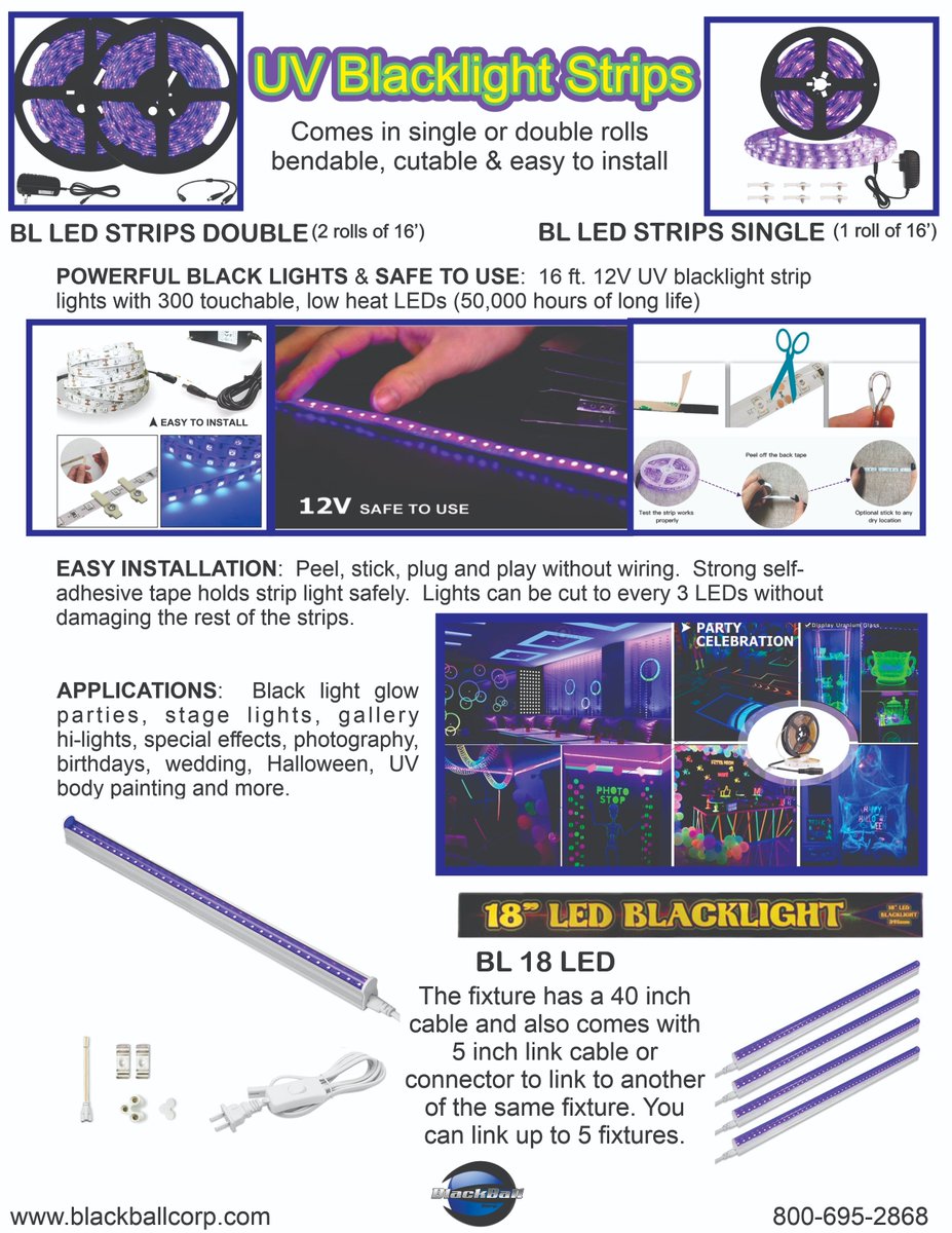 Blacklight stripes and LED fixtures are a hit!

LED Blacklight Fixture Strips - 16ft - 300 LED's
scorpioposters.com/led-blacklight…...
LED Blacklight Fixture Strips - 32ft - 600 LED's
scorpioposters.com/led-blacklight…...
LED Blacklight Linkable Fixture 7W 395nm - 18 inch
scorpioposters.com/led-blacklight…...