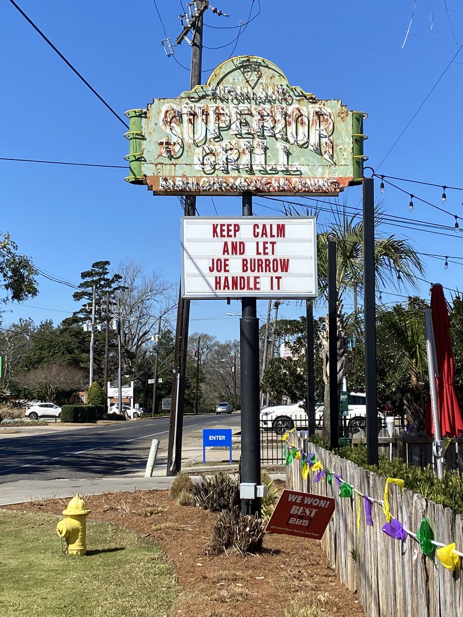 Great life advice from @SuperiorGrill #LSU <a href="/JoeyB/">Joey Burrow</a> <a href="/LSUfootball/">LSU Football</a> <a href="/Bengals/">Cincinnati Bengals</a> <a href="/WAFB/">WAFB</a>