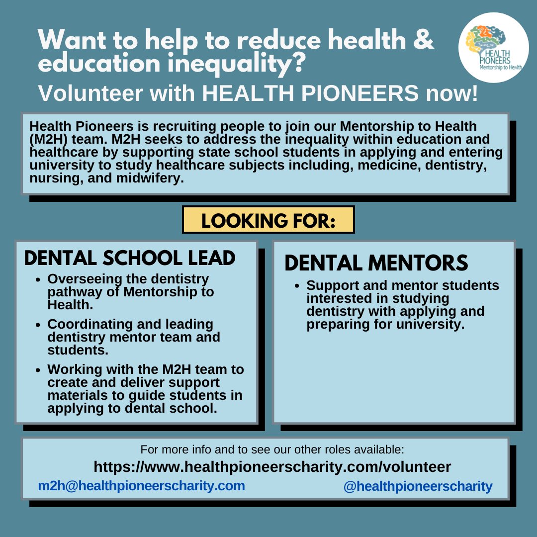 HealthPioneers_'s tweet photo. Do you want to help reduce health and education inequality? We are RECRUITING! https://t.co/bmldlgoFSo #recruitment
#health #mentor #mentorship #university #medicalschool #midwifery #medicine #nurse #doctor #midwife #nursing #dentist #dentistry #healthcare #volunteer https://t.co/kShf6TC7Fp