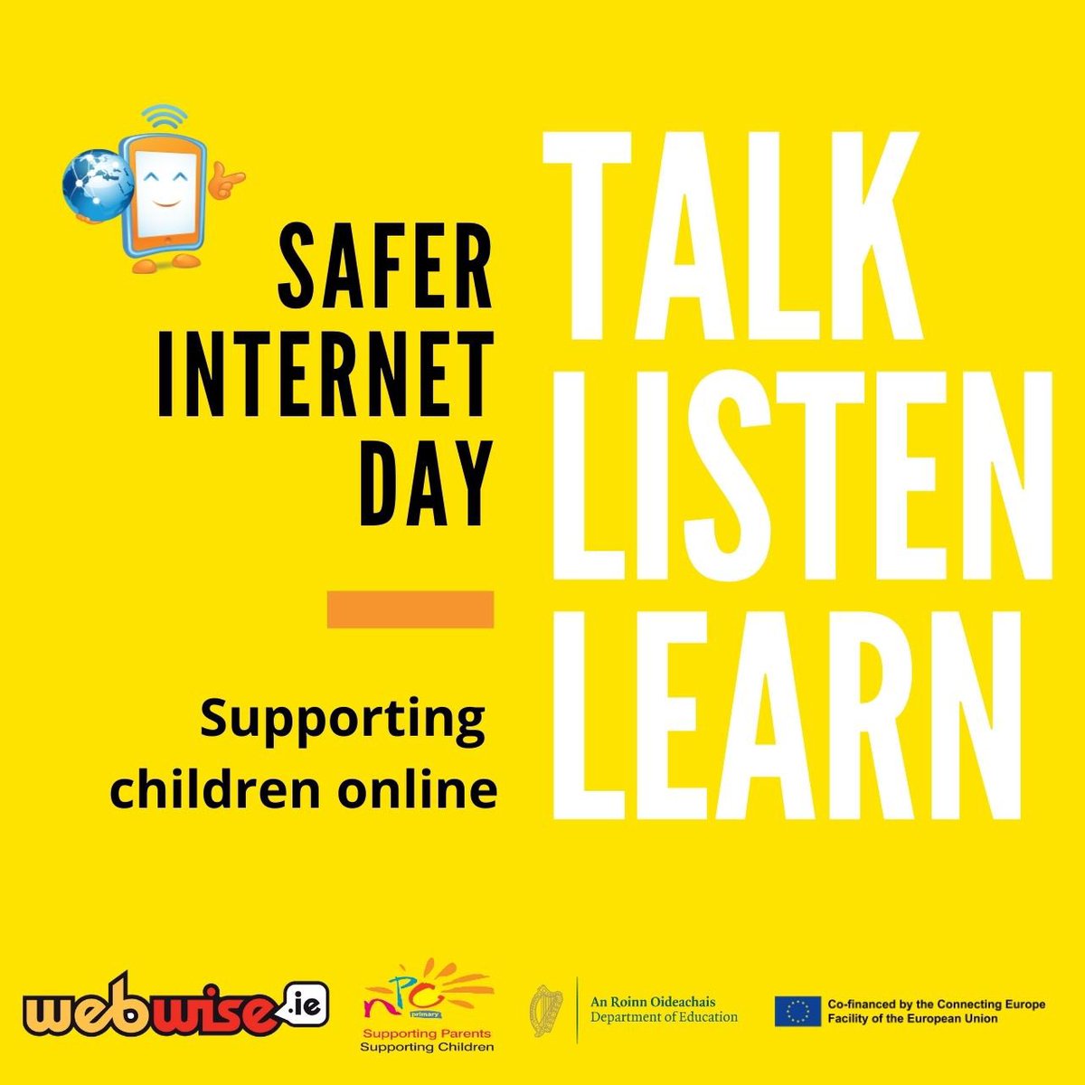 MaireOShaugh's tweet photo. For SID'22, Webwise and the NPC Primary are running a campaign to support parents in their engagement w/their children’s lives online. #TalkListenLearn campaign encourages parents to have open and regular talks w/their child about the internet. Have a 👀 @ https://t.co/12hIUsaOX4 https://t.co/RMDRyPMjvi
