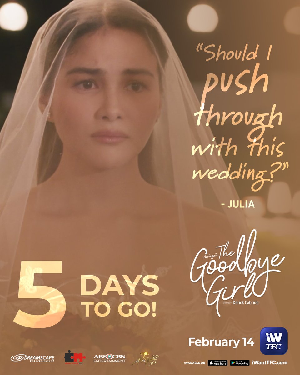 ofc_iwant's tweet photo. Here comes the bride, all dressed in white. Still, trying to decide? 👰
Abangan si @ElisseJoson as JULIA, The Legally Blind sa #TheGoodbyeGirl. Streaming starts FEB. 14, 8PM on iWantTFC! 

@DreamscapePH @ABSCBN @starmagicphils @clevermindsinc https://t.co/2Jilw9vw0K