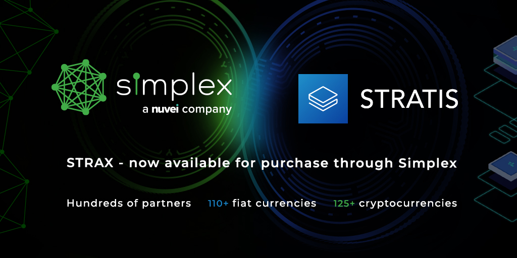 SimplexCC's tweet photo. 🎉 We're thrilled to announce that $STRAX is now available for purchase via Simplex! 

💳Now you can easily buy #Stratis directly on @stratisplatform using a debit/credit card, Apple Pay or bank transfer!

⬇️Get started here⬇️
https://t.co/JBEZW6tI2b https://t.co/JfB89p3AOT